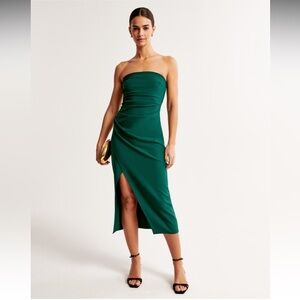 Abercrombie & Fitch Strapless Crepe Midi Dress S Petite